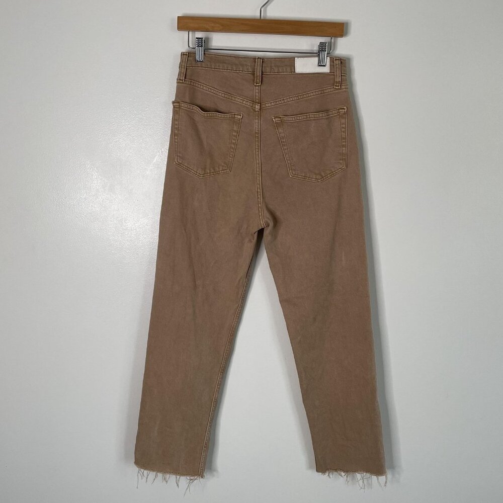 RE/DONE Jeans Womens 28 Washed Khaki‎ 70s Ultra High Rise Stove Pipe Button Fly - Picture 5 of 14
